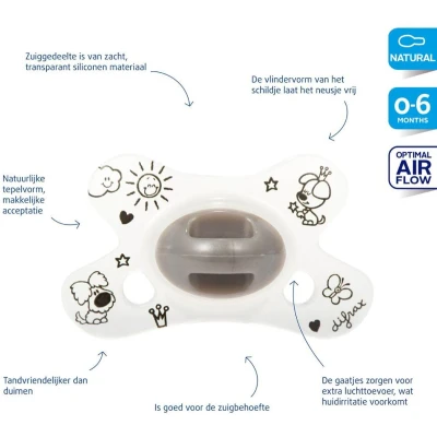 Afbeelding van Difrax Dirax Fopspeen Natural 0 6 Maanden Woezel &amp; Pip
