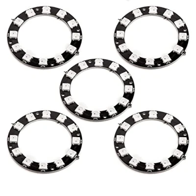 Afbeelding van AZDelivery 5 x 5V RGB LED Ring WS2812B 12 Bit Neopixel 50mm compatibel met Arduino Inclusief E Book!