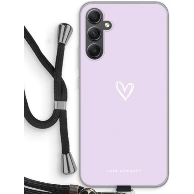 Afbeelding van Case Company® hoesje met Koord geschikt voor Samsung Galaxy A34 Klein hartje paars Telefoonhoesje Zwart Bescherming aan alle Kanten en Over de Schermrand