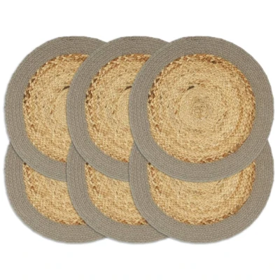 Afbeelding van Placemats 6 st 38 cm jute en katoen natuurlijk grijs