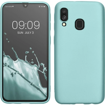 Afbeelding van kwmobile telefoonhoesje geschikt voor Samsung Galaxy A40 Hoesje smartphone Back cover in metallic mintgroen