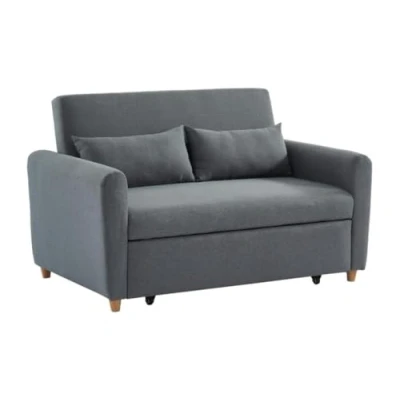 Afbeelding van Tweezits bedbank van stof AYLA Grijs L 140 cm x H 86 D 87