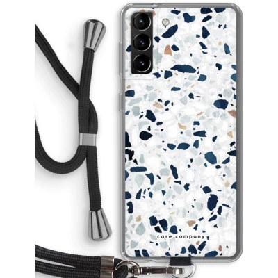 Afbeelding van Case Company® hoesje met Koord geschikt voor Samsung Galaxy S21 Plus Terrazzo N1 Telefoonhoesje Zwart Bescherming aan alle Kanten en Over de Schermrand