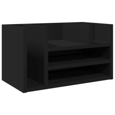 Image de vidaXL Organisateur de bureau noir 44,5x24x25 cm bois d&#039;ingénierie848039