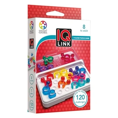 Image de SmartGames IQ Link Puzzle Compact Enfant 8+ Jeu de Logique 120 Défis Solo Réflexion Voyage Casse tête avec Pièces Transparentes Plateau Couvercle Inclus