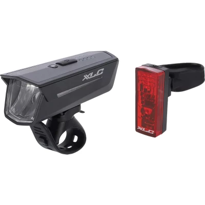 Afbeelding van XLC Proxima Pro Plus CL S25+ Fietsverlichtingset LED USB oplaadbaar