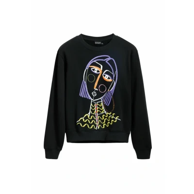 Afbeelding van Desigual Printed Sweater, Dames, Maat: XXS, Black