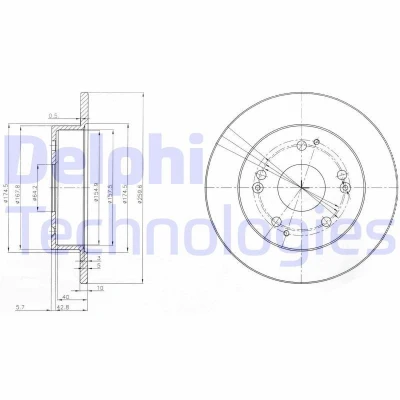 Afbeelding van DELPHI BG3746 Remschijf 260 10 5 volledig Geolied Semi finished Zonder wiellager, ABS sensorring HONDA: CIVIC 7 Hatchback, Coupe