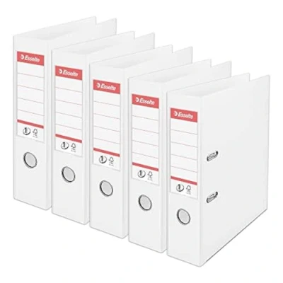 Image de Esselte, N1 Power, Pack de 5 Classeurs à levier, Blanc, Dos 75mm, A4, PP, 162510