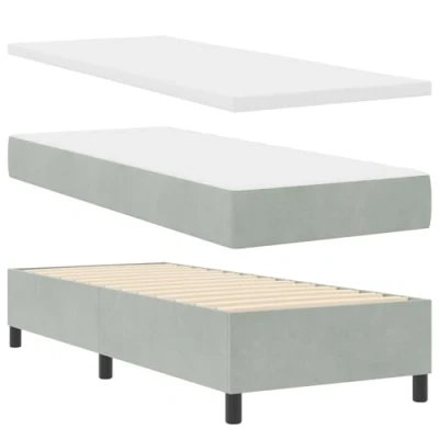 Afbeelding van vidaXL Boxspringbed met Matras &amp; Bank Lichtgrijs 80x200 cm Fluweel