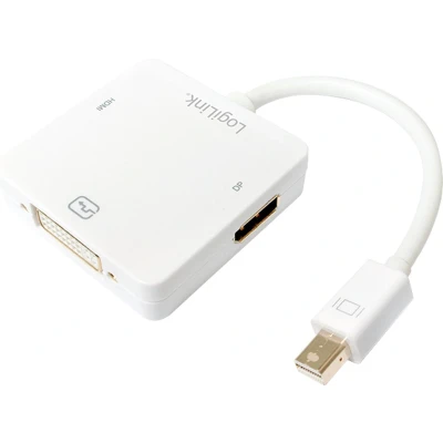 Afbeelding van LogiLink CV0045A Adapter [1x Mini DisplayPort stekker 1x DVI bus 24+5 polig, HDMI bus] Wit 15.00 cm