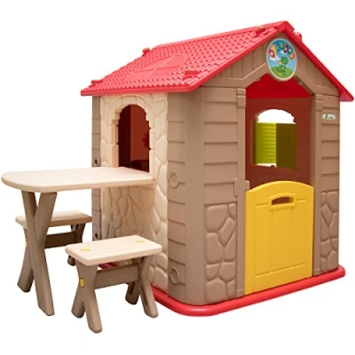 Afbeelding van Kinderspeelhuisje vanaf 1 Tuin Kinderhuisje met Tafel overdekt Kinder Speelhuisje plastic