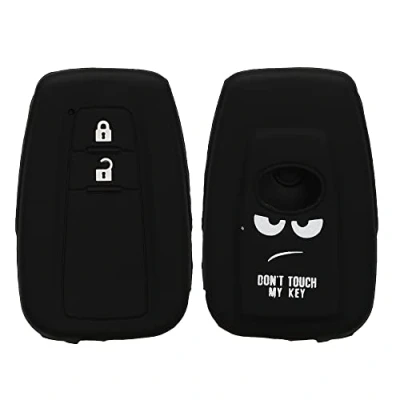 Afbeelding van kwmobile Autosleutel hoesje geschikt voor Toyota 2 knops Smart Key behuizing in wit / zwart rood Don&#039;t Touch My design