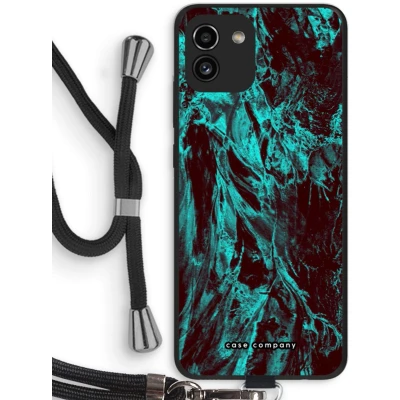 Afbeelding van Case Company® hoesje met Koord geschikt voor Samsung Galaxy A03 Ice Age Telefoonhoesje Zwart Bescherming aan alle Kanten en Over de Schermrand