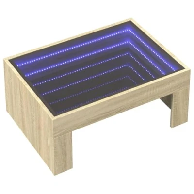 Image de vidaXL Table basse avec LED infini chêne sonoma 70x50x30 cm847611