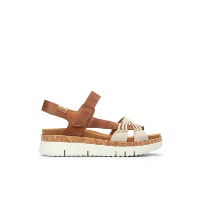 Afbeelding van Pikolinos Sandalen met sleehak, Dames, Maat: 42, Beige Leer