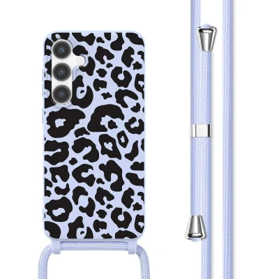 Afbeelding van imoshion hoesje Geschikt voor Samsung Galaxy S24 met koord Siliconen design Meerkleurig / Animal Lila
