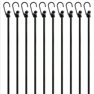Afbeelding van PRETEX Set van 12 Elastische Touw met haken in 4 lengtes &amp; zwart Bungee Bandjes Bunji Koord Bungie Pakket Extra sterk voor Verschillende Soorten Bagage