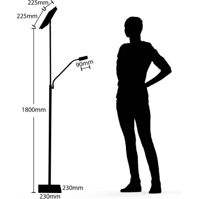 Afbeelding van Lindby Sumani LED vloerlamp, hoekig, nikkel