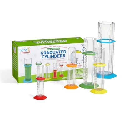 Afbeelding van Learning Resources Starter Science gegradueerde cilinders, vanaf 3 jaar, laboratorium, educatief meetspeelgoed, chemieset voor kinderen, schoolwetenschappelijk materiaal, 95813, eenheidsmaat