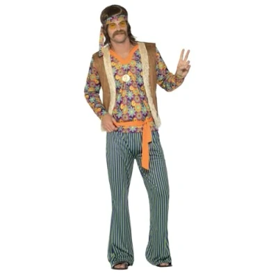 Afbeelding van Smiffy&#039;s Hippie Kostuum Lotus Man Bruin Small Carnavalskleding Verkleedkleding