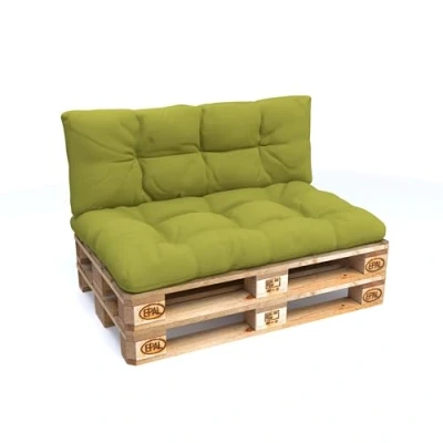Afbeelding van POKAR Set van 2 kussens voor Europallet: 1 zitkussen 120 x 80 cm + rugkussen 40 cm, tuinbank, binnen en buiten, zonder pallet, limoen