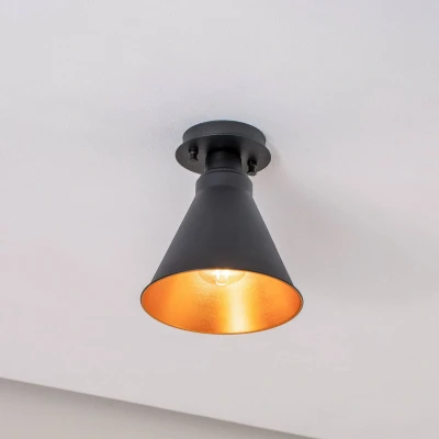 Afbeelding van Plafondlamp Berceste N 676, zwart/goud, metaal, Ø 20 cm