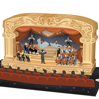 Afbeelding van papercrush® Pop up theaterkaart speciaal cadeau, geldcadeau voor theater, verpakking en uitnodiging muziek, klassiek concert, opera, ballet verjaardagskaart