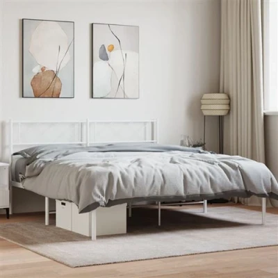 Afbeelding van Bedframe met hoofdbord metaal wit 120x200 cm