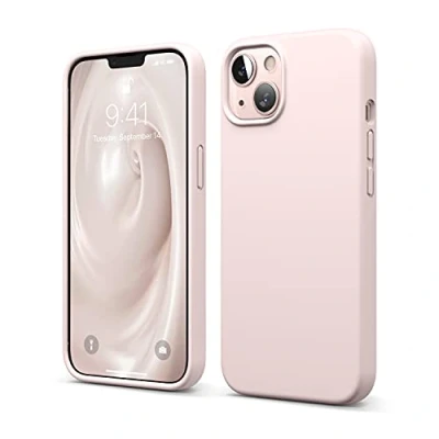 Afbeelding van elago hoes van vloeibare silicone, compatibel met iPhone 13, 6,1 inch, premium rondom bescherming, schokbestendige 3 structuren, zachte microvezel, voorkomt krassen (roze)