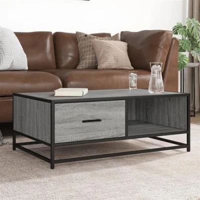 Image de vidaXL Table basse sonoma gris 90x57x35 cm bois d&#039;ingénierie et métal848757