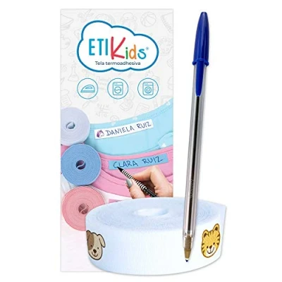 Afbeelding van Etiketteringstape voor kleding. Etiketten + pen het schrijven van namen en markeren kinderkleding (dieren)