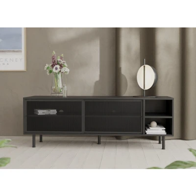 Afbeelding van Hygge Interiors Veep Zwart Tv Meubel Schuifdeur 160 cm