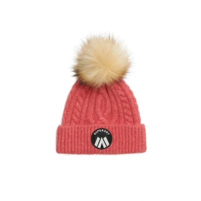 Afbeelding van Superdry Cable LUXE Muts, Dames, Maat: One Size, Cord pink