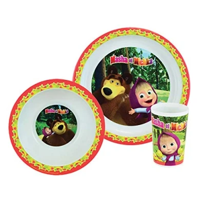 Afbeelding van 005844 Masha en Michka kindermaaltijdset bestaande uit bord, kom glas