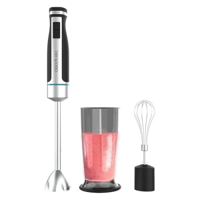 Afbeelding van Cecotec PowerGear 1500 XL Cream handmixer, staafmixer van W, extra lange voet, 4 titanium gecoate messen, metalen tandwielen en diverse accessoires.
