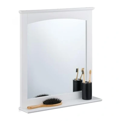 Afbeelding van Relaxdays badkamerspiegel met plank 60 x 55 cm wandspiegel wit