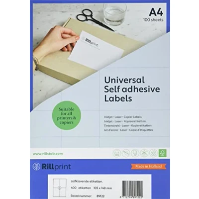 Afbeelding van Rillprint A4 Stickervellen Verzend etiketten Stickers 4 Per Vel 105x148MM