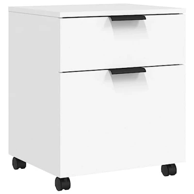 Afbeelding van vidaXL Mobiele map met wielen, wit, 45 x 38 54 cm, bewerkt hout