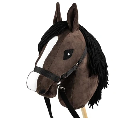 Afbeelding van SKIPPI Hobby Horse Groot werkpaard A3 bruin met halster en teugels als set