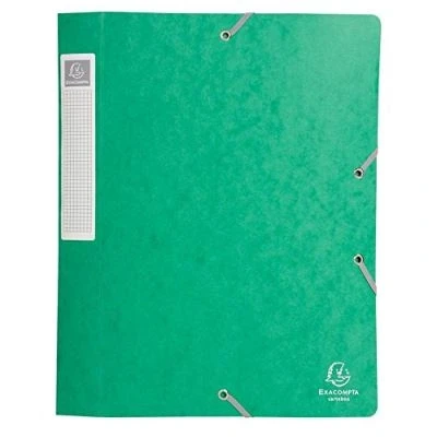 Image de EXACOMPTA Lot de 5 Chemises 3 rabats et élastique Exatobox dos 4 cm, en carte lustrée 5/10e vert