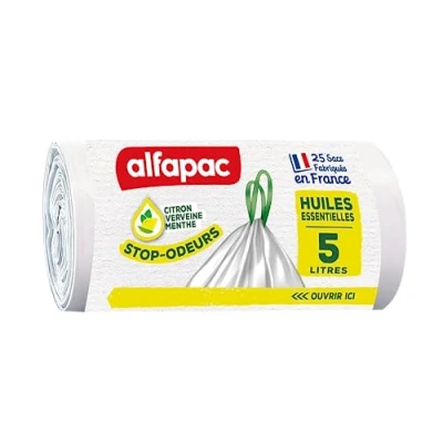 Afbeelding van ALFAPAC 25 vuilniszakken 5 l met schuifbanden etherische oliën