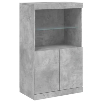 Image de vidaXL Buffet avec lumières LED gris béton 60,5x37x100 cm836668