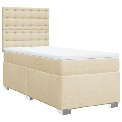 Afbeelding van vidaXL Boxspring met matras stof crèmekleurig 100x200 cm