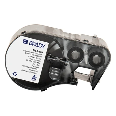 Image de BMP51 Brady M4 7 498 étiquettes en tissu vinyle 12,7 mm x (d&#039;origine) noir sur blanc