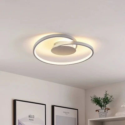 Afbeelding van Lucande LED plafondlamp met dimmer 1licht ijzer, aluminium, kunststof H: 4.5 cm zilver Inclusief lichtbron