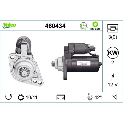 Afbeelding van VALEO 460434 Startmotor 12 2 VOLKSWAGEN: Golf 5, Polo IV Hatchback, 4, SEAT: Leon II Ibiza I AUDI: A3 Sportback