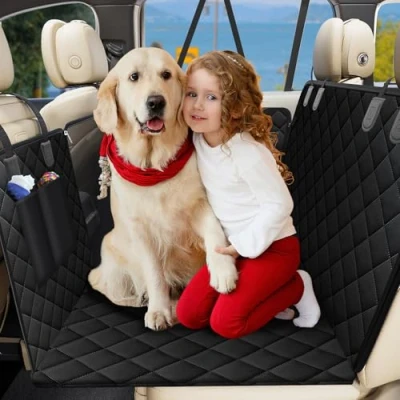Afbeelding van PQETBV autodeken voor de hond achterbank, bescherming zijkant van en kijkvenster, waterdichte, antislip hond, achterbank 137 x 147 cm