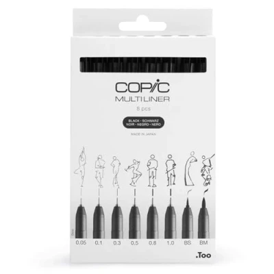 Afbeelding van Copic Multi Liner Set Black 8 stuks
