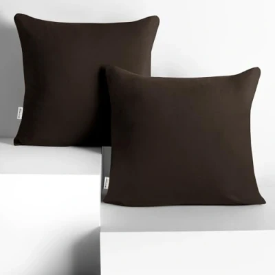 Afbeelding van DecoKing 2 kussenslopen 80 x cm katoen jersey met ritssluiting amberbruin